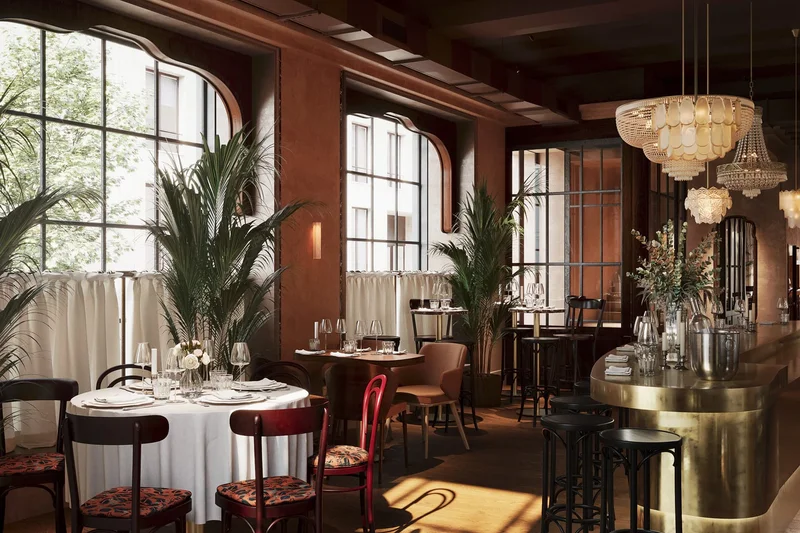 Зал с высокими окнами — Salone pasta&bar Москва, Москва